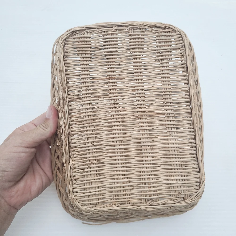 Rectangler Woven wicker basket natural color